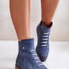 Insulated women's ankle boots with a flat heel blue labise