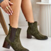Insulated women's ankle boots with heels dark green Radeya