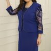 Írta: Saygı Sequin-Tulle Részletes bélelt ruhakabát Plus méretű 2 részes szett
