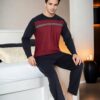 J2452 Dewberry Mens Long Sleeve Pjyama Set-BORDEAUX