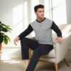J2580 Dewberry Mens Jacquard Pyjama Set-GREY
