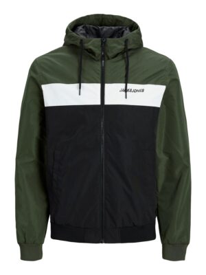 JACK & JONES Átmeneti dzseki 'Rush'  sötétzöld / fekete / fehér-hu