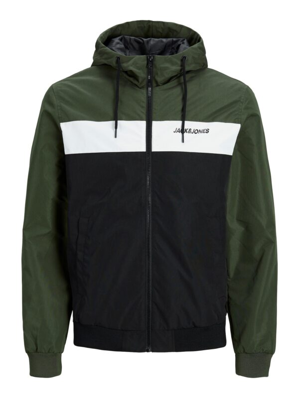 JACK & JONES Átmeneti dzseki 'Rush'  sötétzöld / fekete / fehér-hu