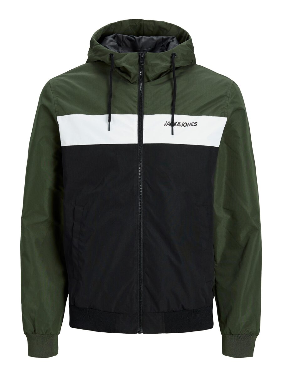 JACK & JONES Átmeneti dzseki 'Rush'  sötétzöld / fekete / fehér-hu
