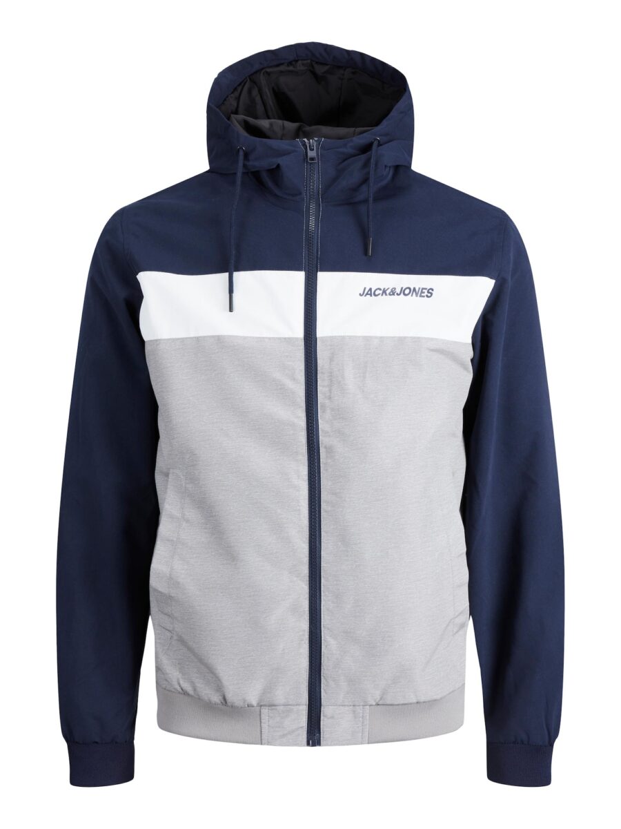 JACK & JONES Átmeneti dzseki 'Rush'  tengerészkék / szürke melír / fehér-hu