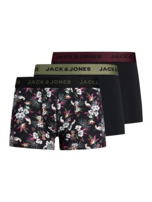 JACK & JONES Boxeralsók 'JACFlower'  zöld / borvörös / fekete / fehér-hu