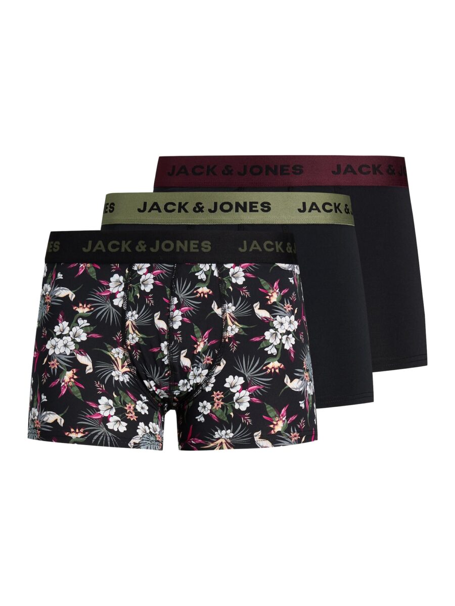 JACK & JONES Boxeralsók 'JACFlower'  zöld / borvörös / fekete / fehér-hu