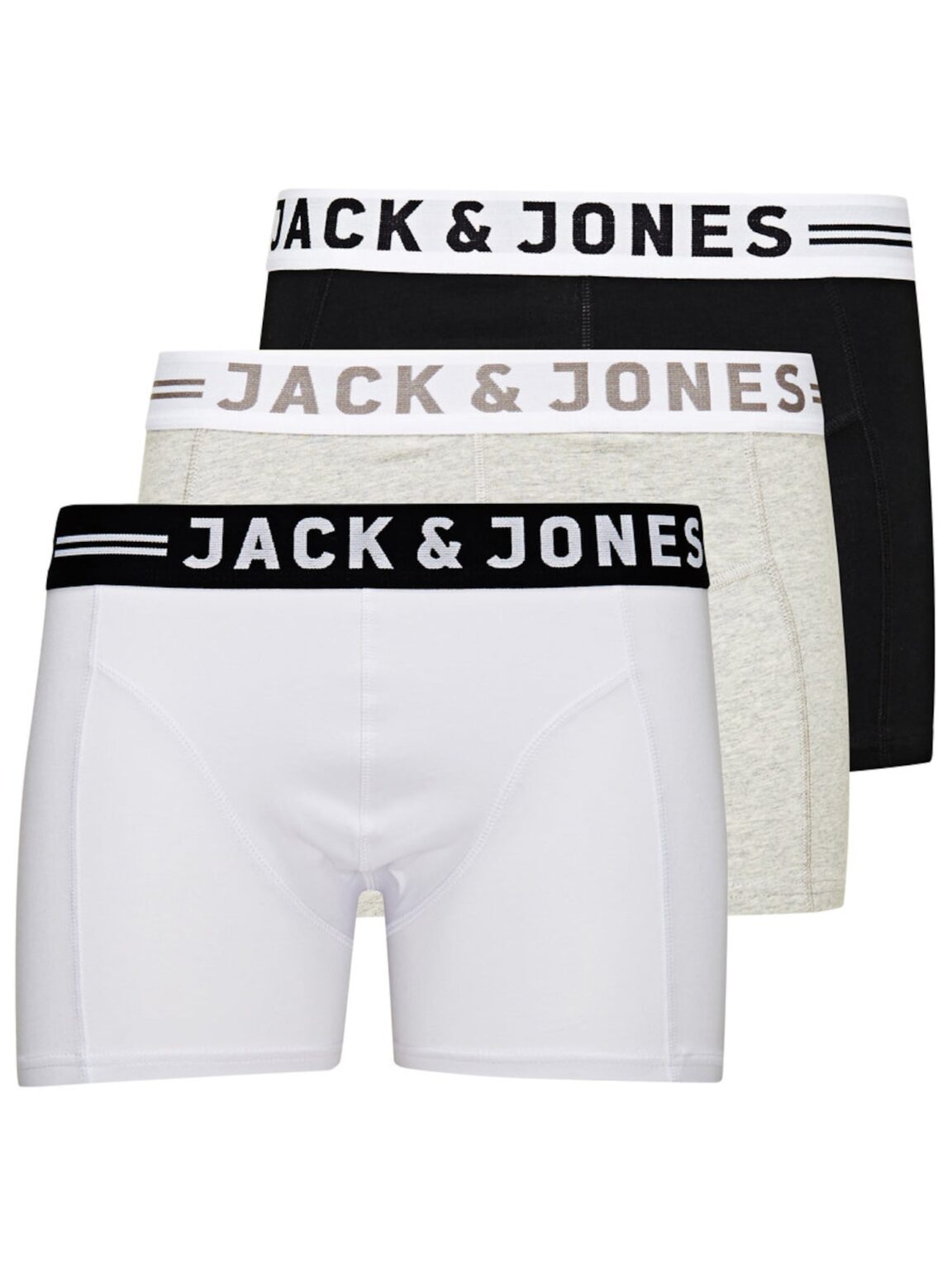JACK & JONES Boxeralsók 'Sense'  szürke melír / fekete / fehér