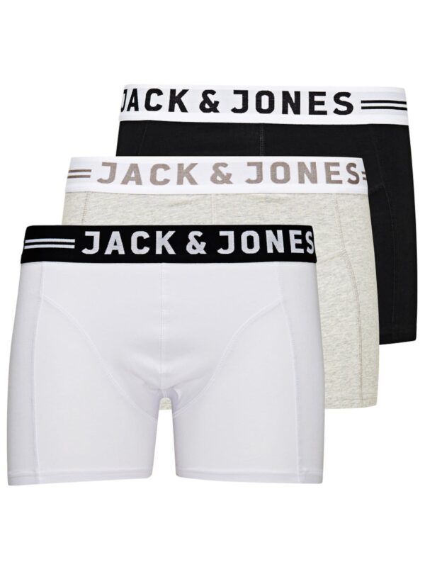 JACK & JONES Boxeralsók 'Sense'  szürke melír / fekete / fehér