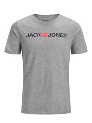 JACK & JONES Póló 'Essentials'  szürke melír / pasztellpiros / fekete