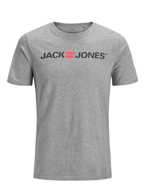 JACK & JONES Póló 'Essentials'  szürke melír / pasztellpiros / fekete