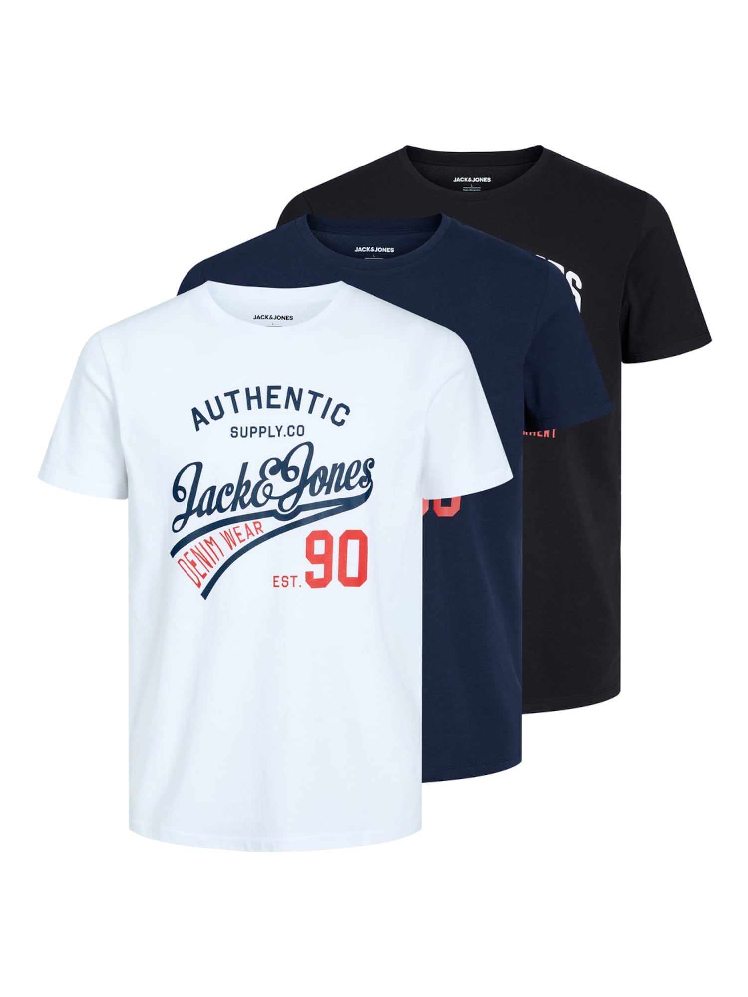 JACK & JONES Póló 'Ethan'  tengerészkék / piros / fekete / fehér-Hungary