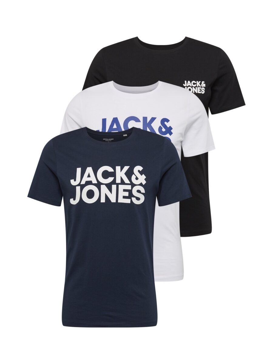 JACK & JONES Póló 'JJECorp'  tengerészkék / encián / fekete / fehér-hu