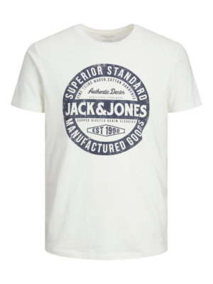 JACK & JONES Póló 'JJEJeans'  tengerészkék / fehér-Hungary