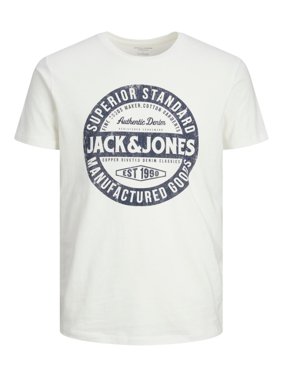 JACK & JONES Póló 'JJEJeans'  tengerészkék / fehér-Hungary