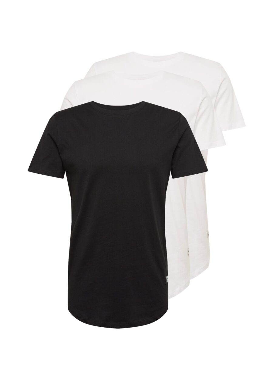 JACK & JONES Póló 'JJENoa'  fekete / fehér-hu