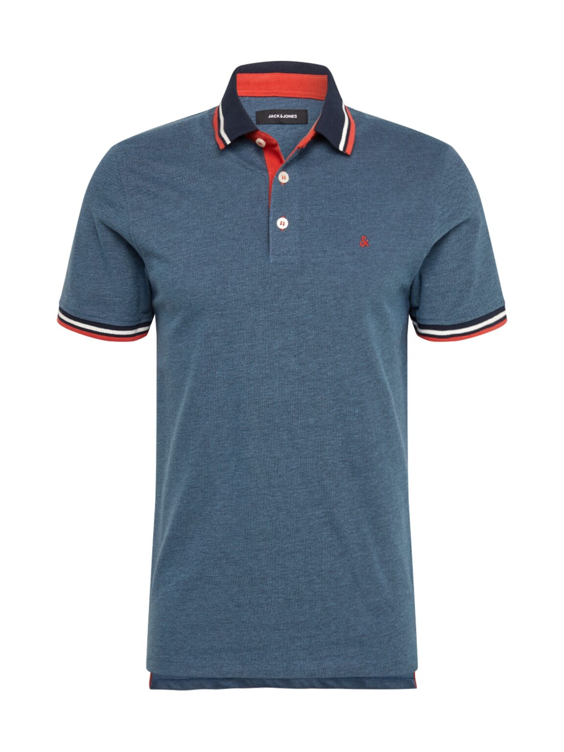 JACK & JONES Póló 'JJEPaulos'  éjkék / kék melír / rikító piros / fehér