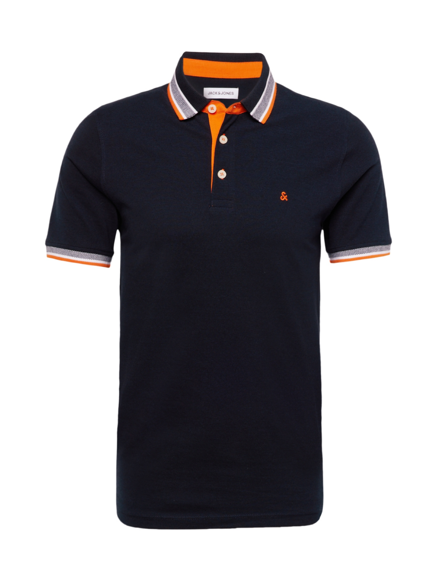 JACK & JONES Póló 'JJEPaulos'  éjkék / narancs / fehér-Ár