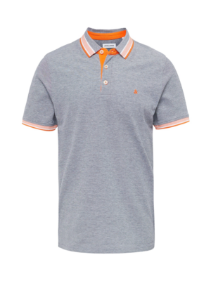 JACK & JONES Póló 'JJEPaulos'  füstkék / mandarin / fehér-Hungary