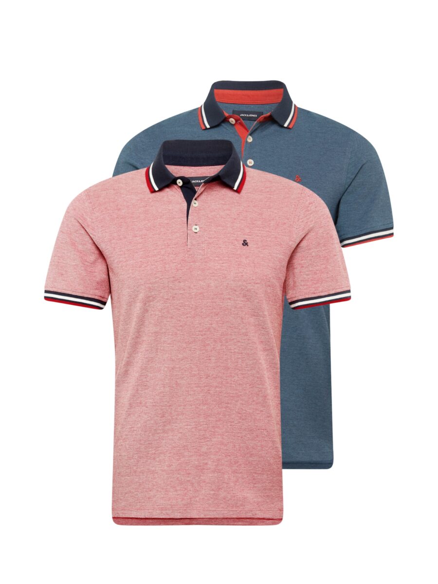 JACK & JONES Póló 'JJEPaulos'  sötétkék / világospiros / fekete / fehér-hu