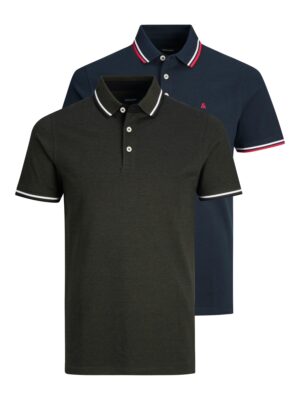 JACK & JONES Póló 'JJEPaulos'  tengerészkék / sötétzöld / vérvörös / fehér-hu