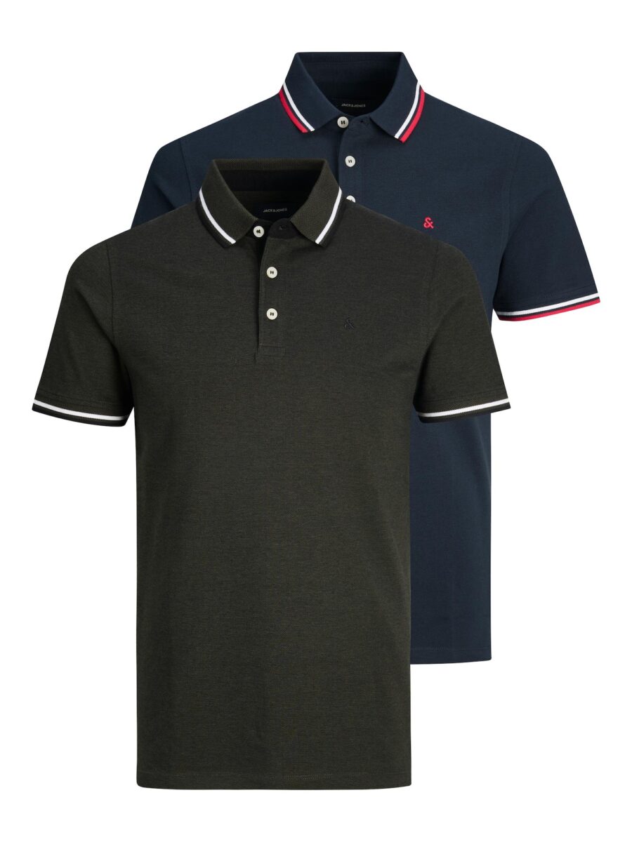 JACK & JONES Póló 'JJEPaulos'  tengerészkék / sötétzöld / vérvörös / fehér-hu