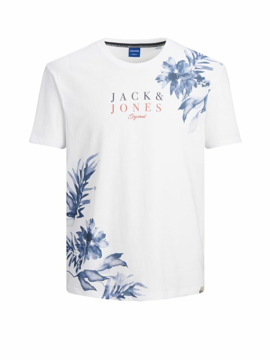 JACK & JONES Póló 'JORCALIFLO'  zafir / galambkék / sötétvörös / fehér-hu