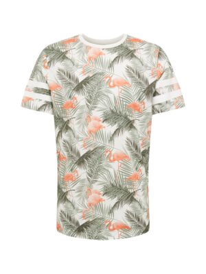 JACK & JONES Póló 'JORDIZ'  zöld / narancs / piszkosfehér