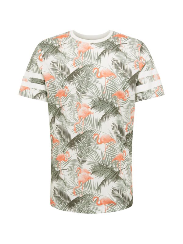 JACK & JONES Póló 'JORDIZ'  zöld / narancs / piszkosfehér