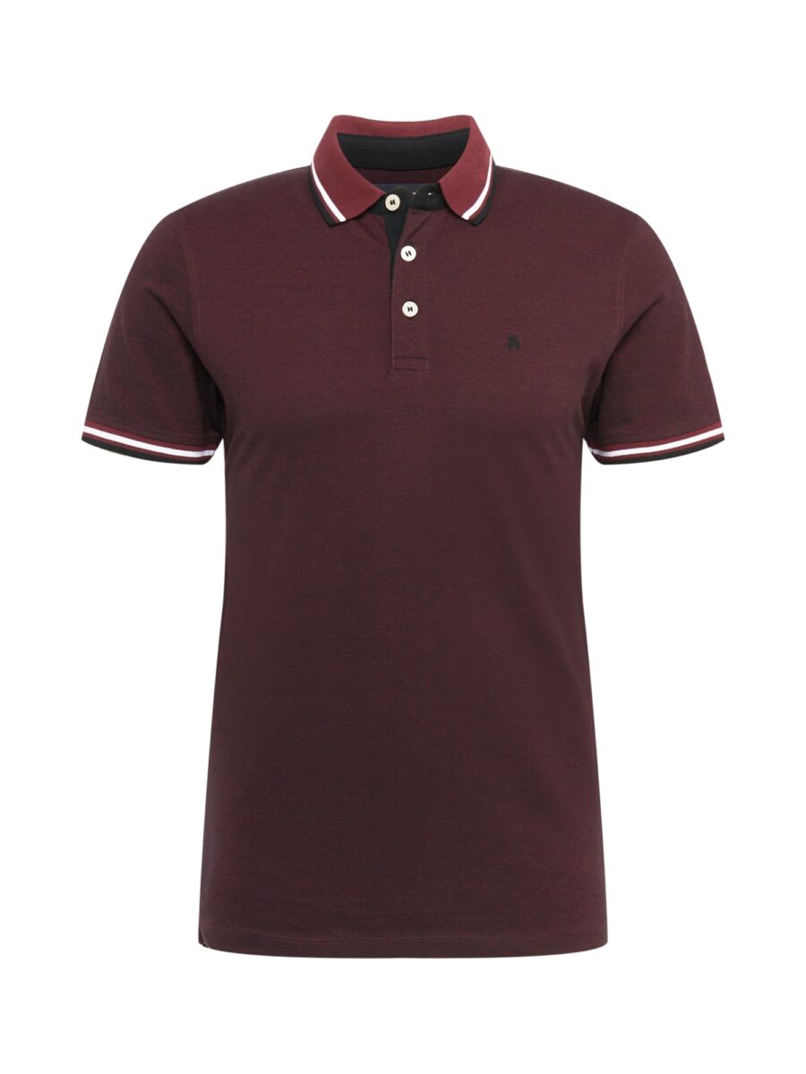 JACK & JONES Póló 'Paulos'  bordó / fehér-hu