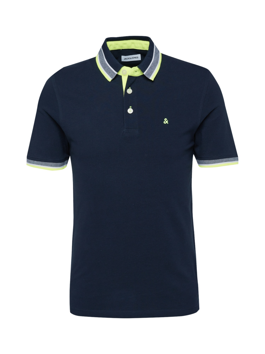 JACK & JONES Póló 'Paulos'  szürke / neonzöld / fekete-Hungary