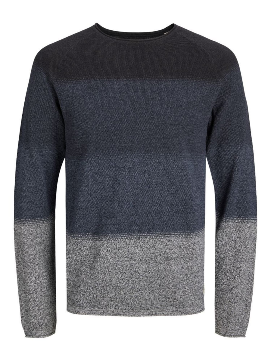 JACK & JONES Pulóver 'JJEHill'  tengerészkék / sötétkék / szürke / fekete-Hungary