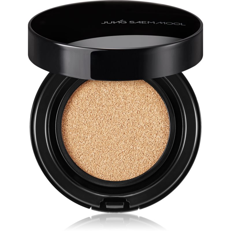 JUNG SAEM MOOL Essential Skin Nuder Longwear Cushion tartós alapozó sminkszivaccsal SPF 50+ + utántöltő árnyalat Medium Deep 2x14 g-ár