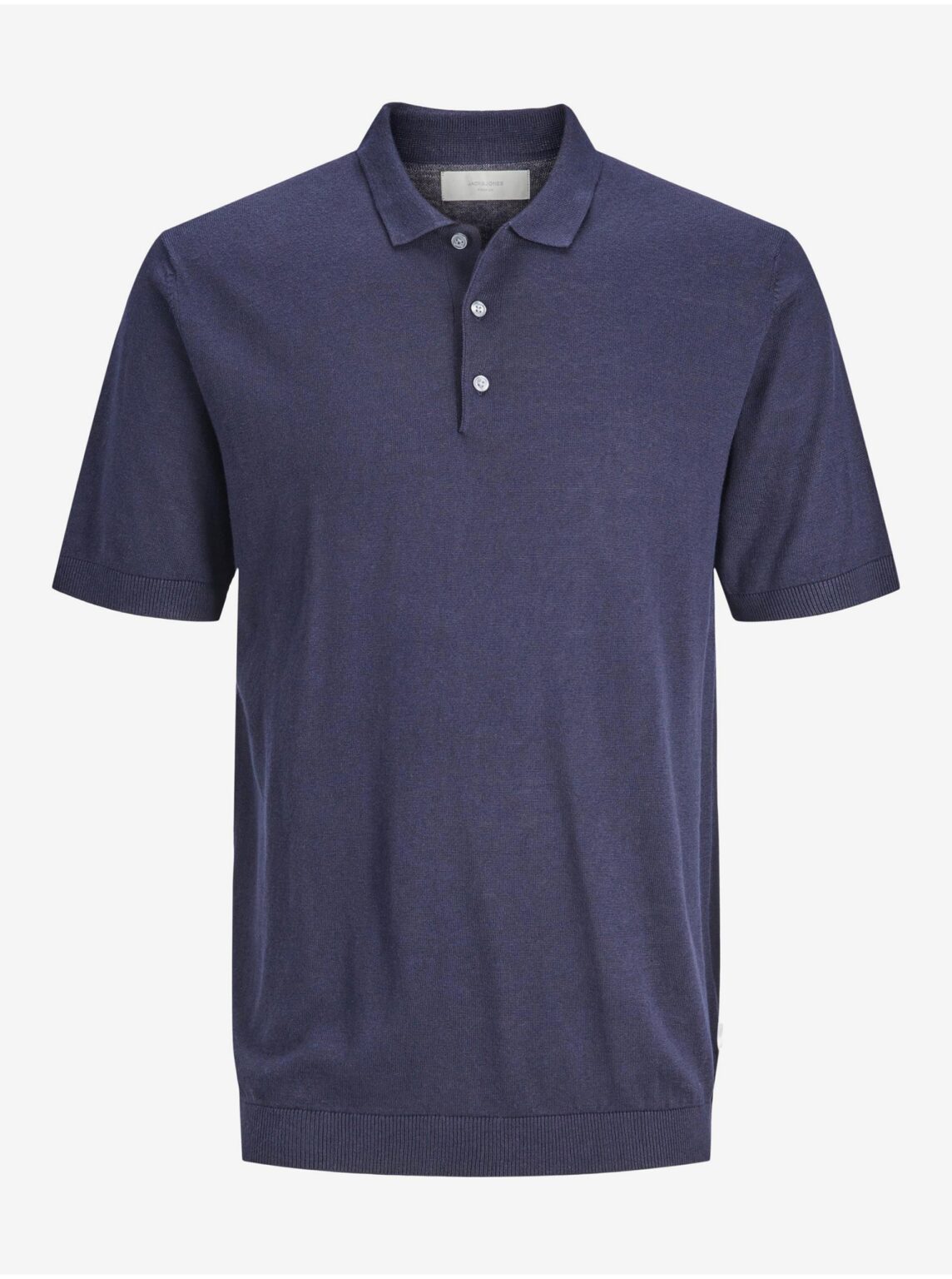 Jack & Jones Dark blue men's knit polo shirt with linen blend Jack & Jon - Men's
