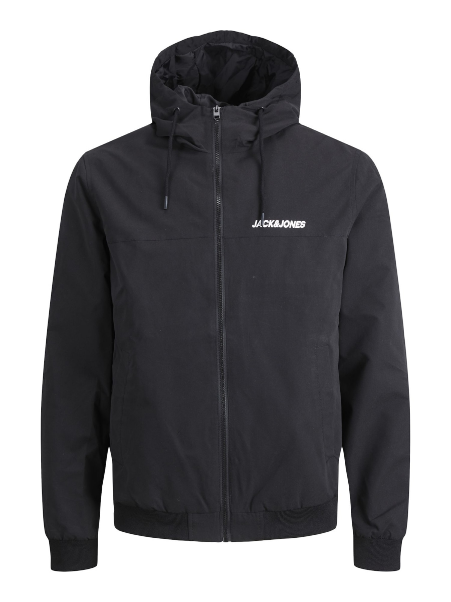 Jack & Jones Plus Átmeneti dzseki 'JJERUSH'  fekete / fehér-Ár