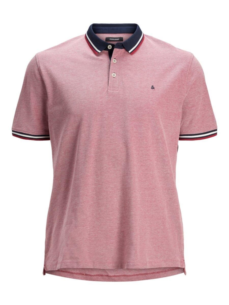 Jack & Jones Plus Póló 'JJEPAULOS'  tengerészkék / piros / piros mix / fehér-hu