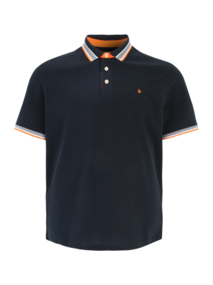 Jack & Jones Plus Póló 'Paulos'  tengerészkék / narancs / piszkosfehér-Ár
