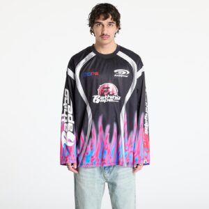 Jersey A BATHING APE Flame Pattern Multilogo Relaxed Fit Football Jersey UNISEX Black S-alacsony-ár
