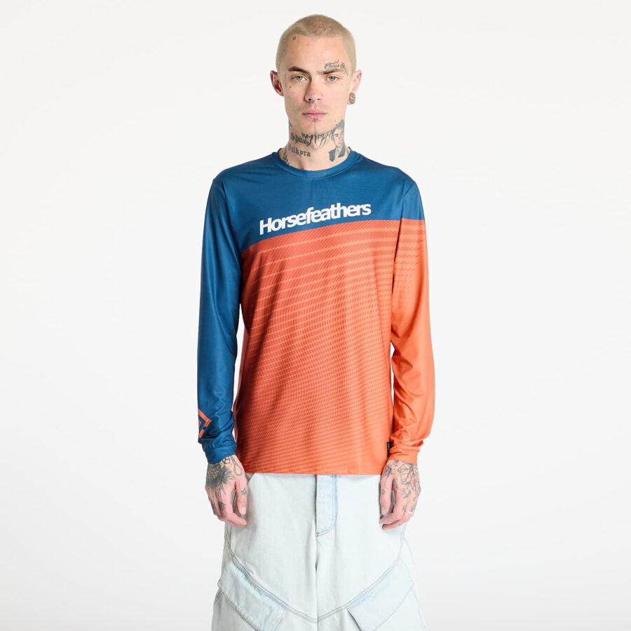 Jersey Horsefeathers Quantum Ls Bike Jersey Petrol/ Burnt Orange S-alacsony-ár