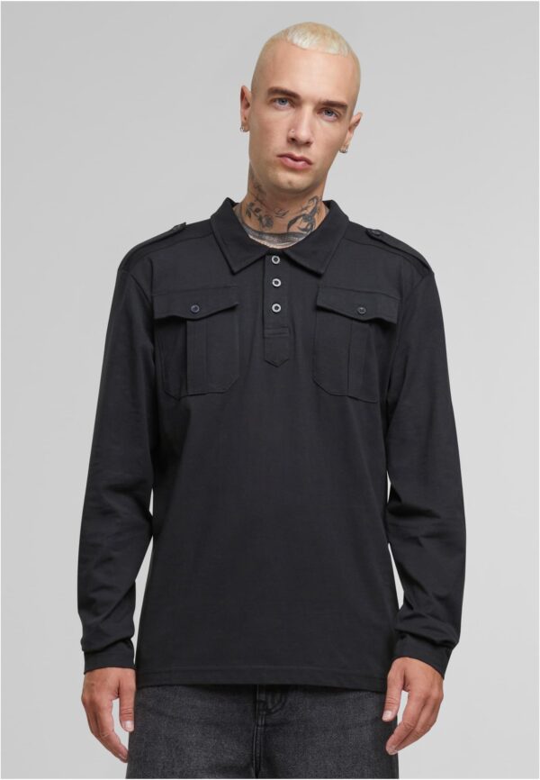 Jersey Willis Polo Shirt with Long Sleeves Black
