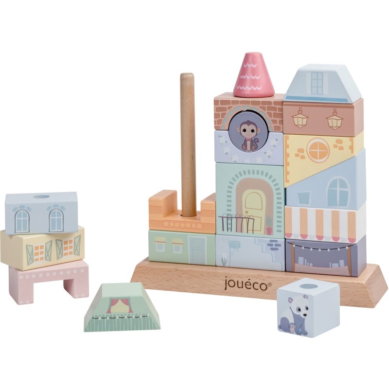 Jouéco The Wildies Family Stacking Houses interaktív játék fából készült 12 m+ 20 db-Ár