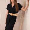 Jumpsuit with decorative belt at the waist black