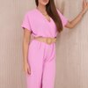 Jumpsuit with decorative belt at the waist pink
