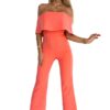 Jumpsuit with ruffle and exposed shoulders Bergamo - orange