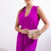 Jumpsuit with ties at the waist with straps in dark purple color