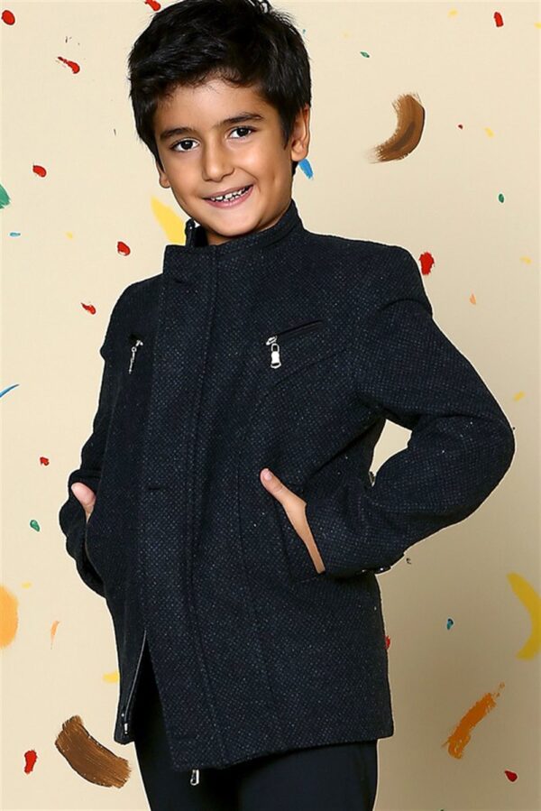 K3001 DEWBERRY BOYS' COAT-DOTTED ANTHRACITE