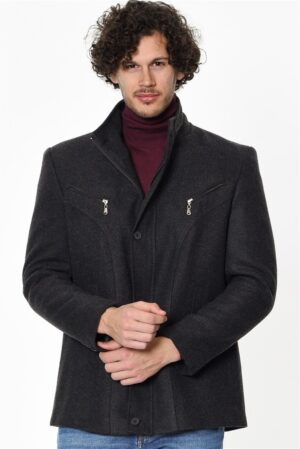 K7126 DEWBERRY MEN'S COAT-DIAGONAL ANTHRACITE