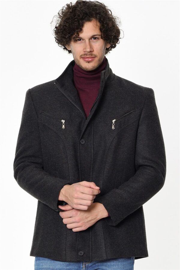 K7126 DEWBERRY MEN'S COAT-DIAGONAL ANTHRACITE