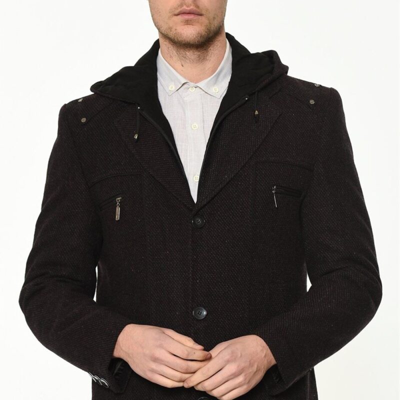 K7532 DEWBERRY MEN'S COAT-PATTERNED BURGUNDY