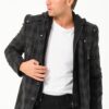 K7532 DEWBERRY MEN'S COAT-PLAID-BLACK